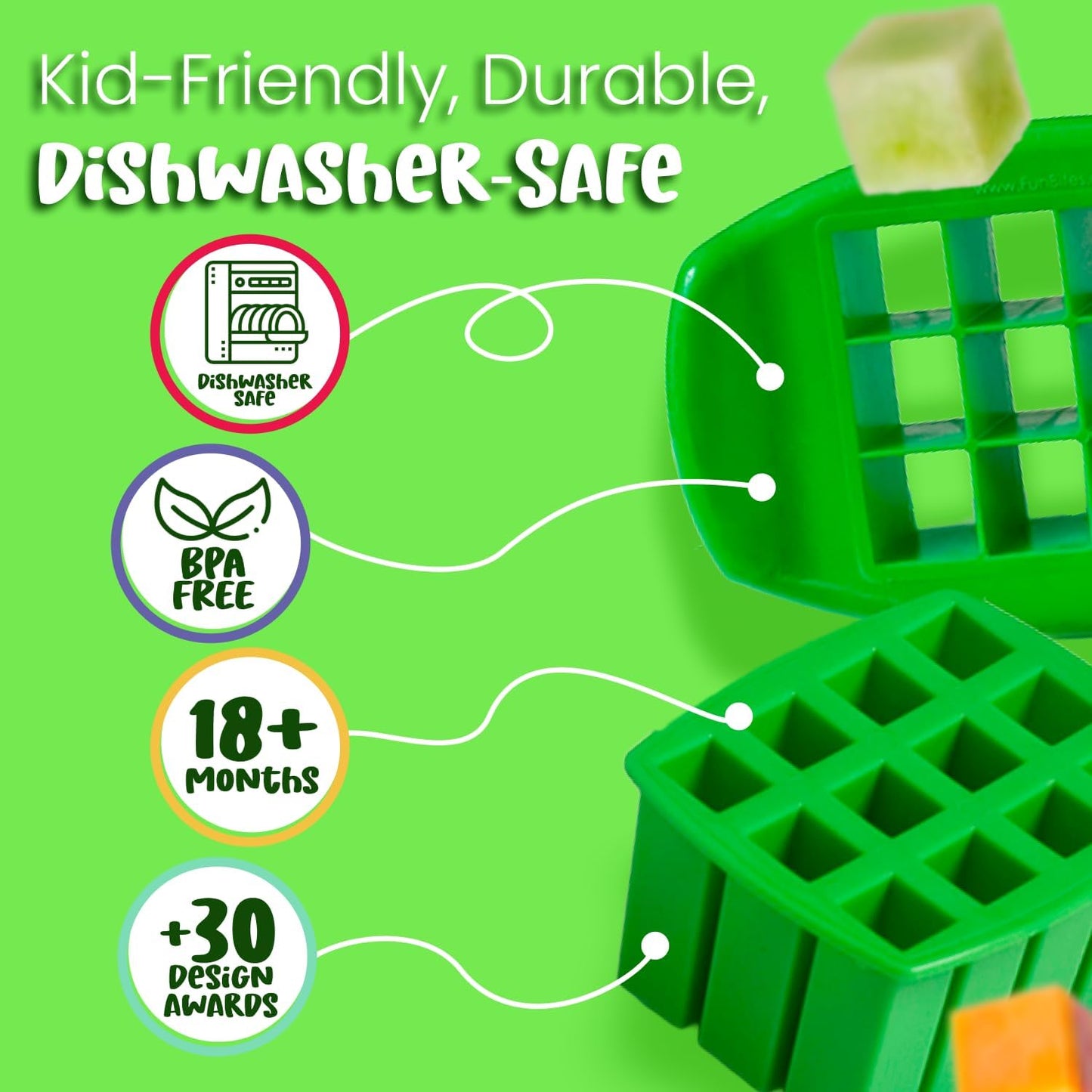 Sandwich Cutter for Kids Lunch, Crustless Bento 2-Pc Set, 1 Pack | Green Squares food cutter for toddlers, bite-size uncrustable shapes, bento lunch accessory, BPA-free, dishwasher safe