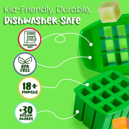 Sandwich Cutter for Kids Lunch, Crustless Bento 2-Pc Set, 1 Pack | Green Squares food cutter for toddlers, bite-size uncrustable shapes, bento lunch accessory, BPA-free, dishwasher safe