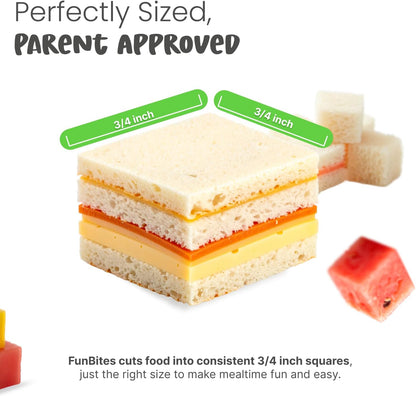 Sandwich Cutter for Kids Lunch, Crustless Bento 2-Pc Set, 1 Pack | Green Squares food cutter for toddlers, bite-size uncrustable shapes, bento lunch accessory, BPA-free, dishwasher safe
