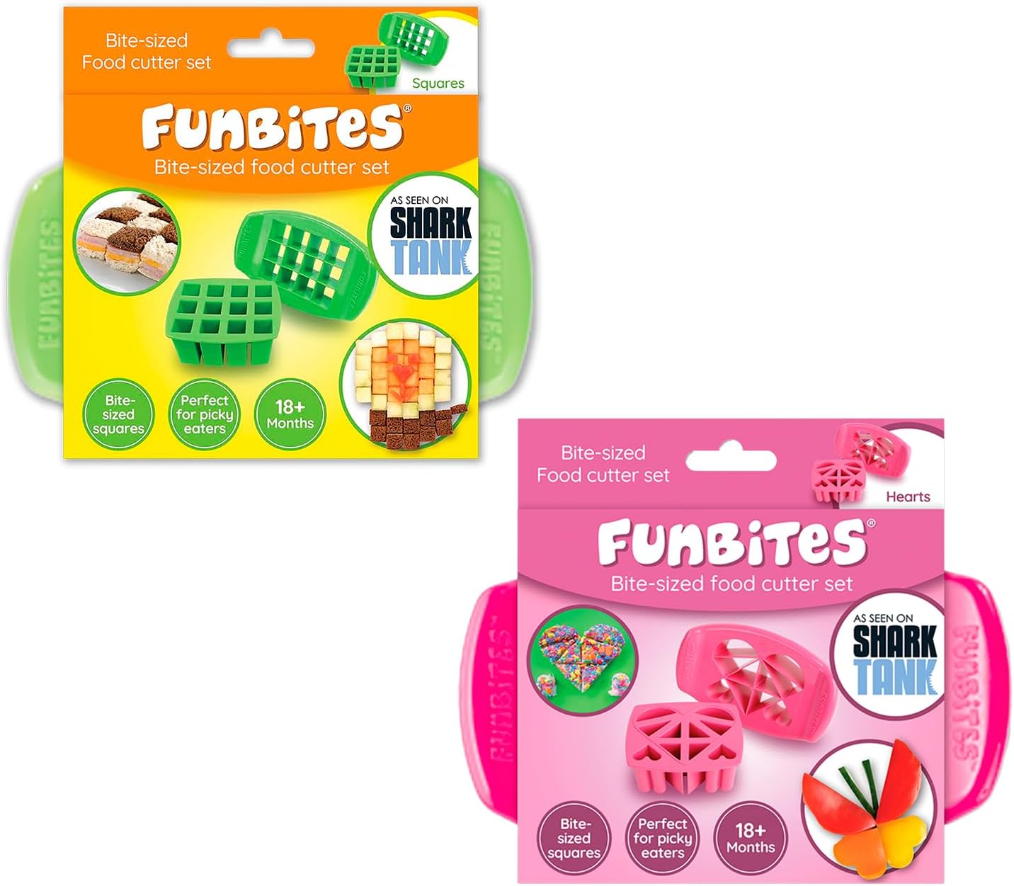 Sandwich Cutter for Kids Lunch, Crustless Bento 2-Pc Set, 1 Pack | Green Squares food cutter for toddlers, bite-size uncrustable shapes, bento lunch accessory, BPA-free, dishwasher safe