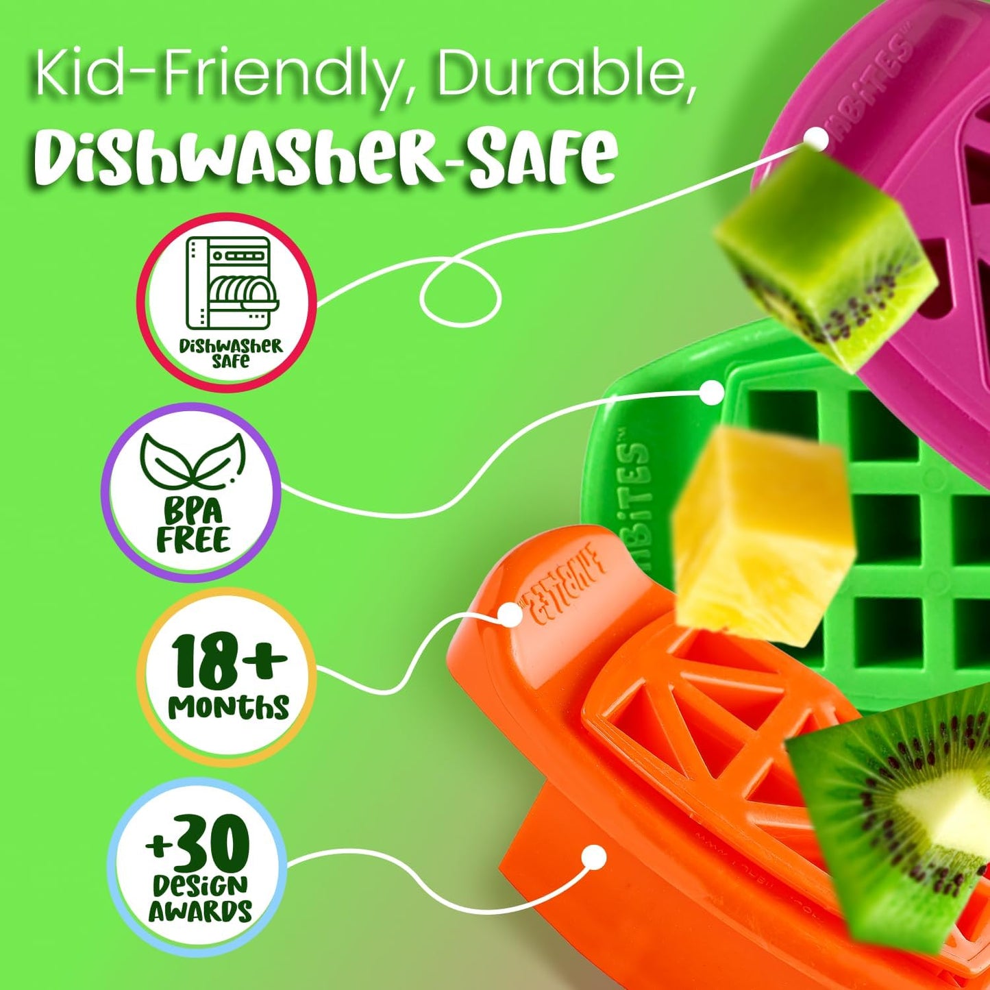 Sandwich Cutter for Kids Lunch, Crustless Bento 2-Pc Set, 1 Pack | Green Squares food cutter for toddlers, bite-size uncrustable shapes, bento lunch accessory, BPA-free, dishwasher safe