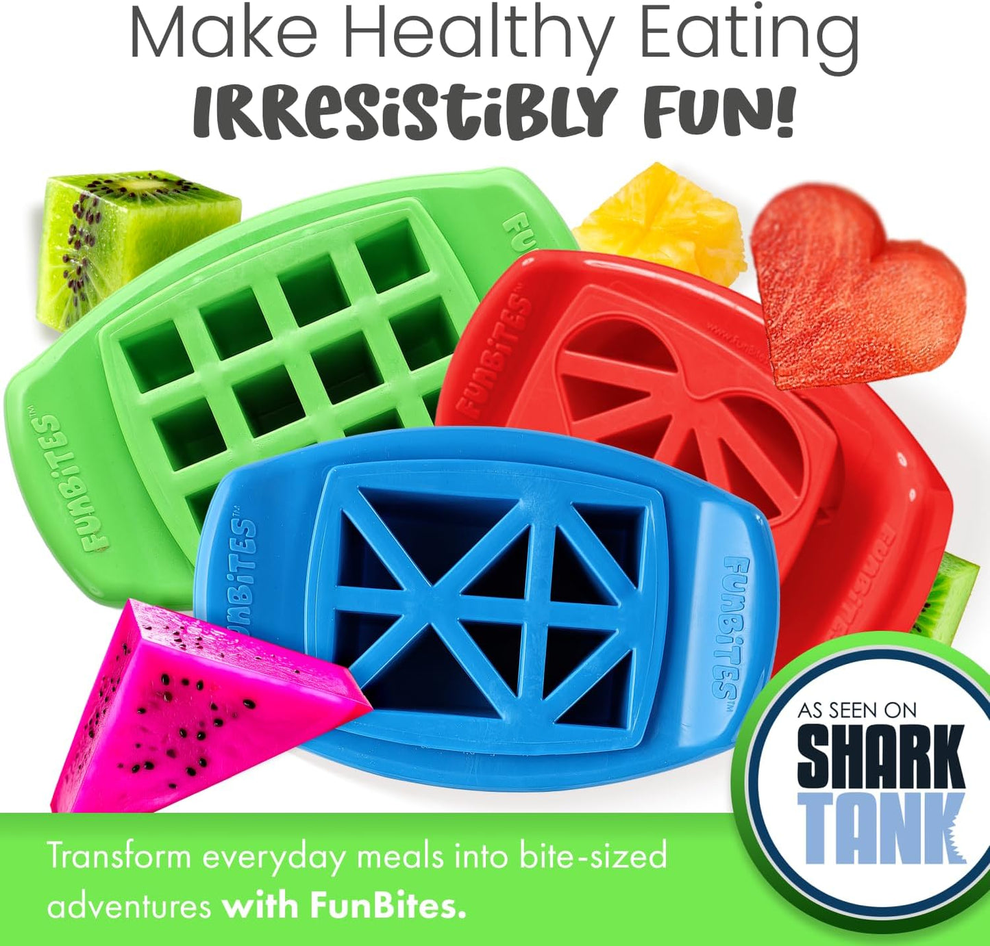 Sandwich Cutter for Kids Lunch, Crustless Bento 2-Pc Set, 1 Pack | Green Squares food cutter for toddlers, bite-size uncrustable shapes, bento lunch accessory, BPA-free, dishwasher safe
