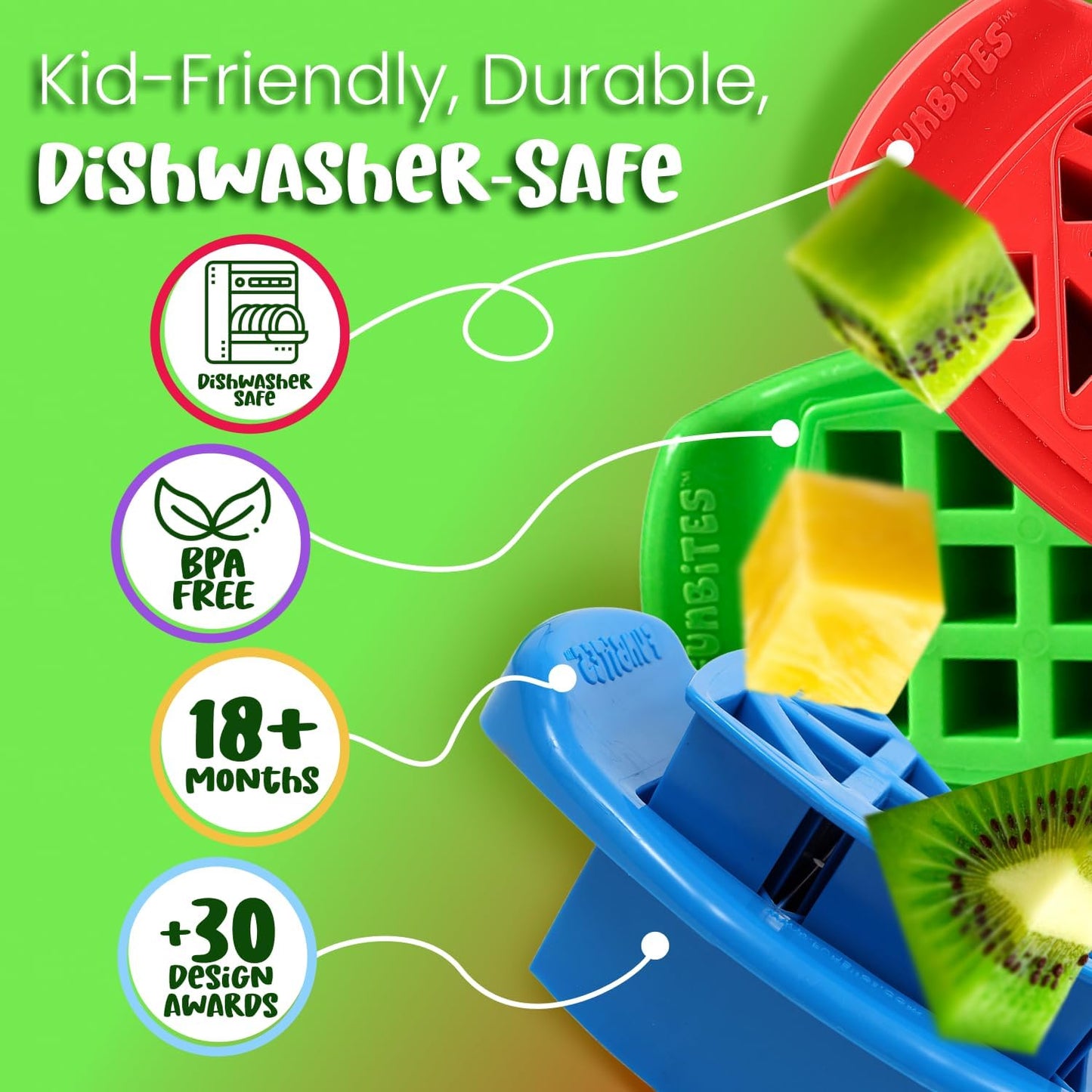 Sandwich Cutter for Kids Lunch, Crustless Bento 2-Pc Set, 1 Pack | Green Squares food cutter for toddlers, bite-size uncrustable shapes, bento lunch accessory, BPA-free, dishwasher safe
