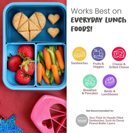 Sandwich Cutter for Kids Lunch, Crustless Bento 2-Pc Set, 1 Pack | Green Squares food cutter for toddlers, bite-size uncrustable shapes, bento lunch accessory, BPA-free, dishwasher safe