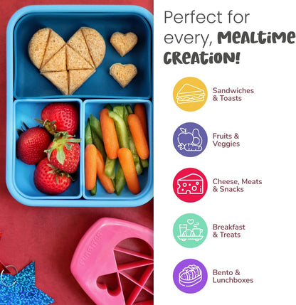 Sandwich Cutter for Kids Lunch, Crustless Bento 2-Pc Set, 1 Pack | Green Squares food cutter for toddlers, bite-size uncrustable shapes, bento lunch accessory, BPA-free, dishwasher safe