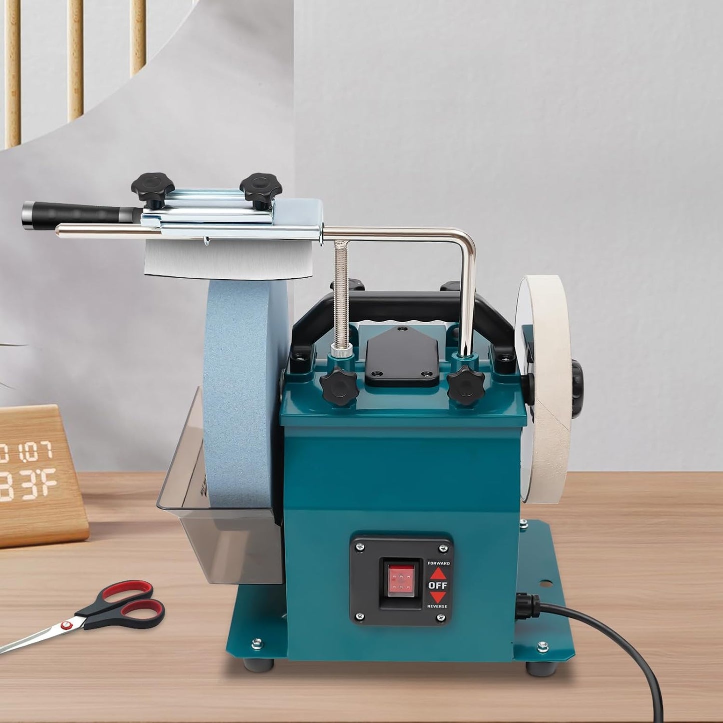 Variable Speed Wet Sharpening System, 10 Inch Water Cooled Knife Sharpening Machine, 240W 110V Electric Grinding Machine, Wet Bench Grinder for Knife, Chisel, Knife, Axe