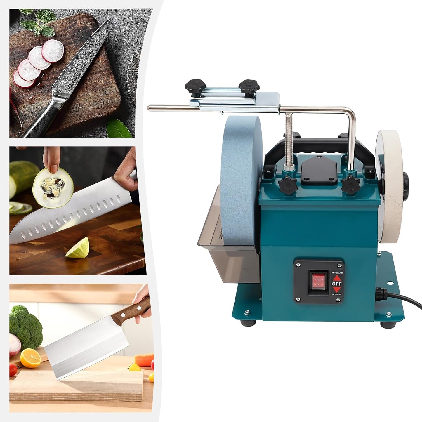 Variable Speed Wet Sharpening System, 10 Inch Water Cooled Knife Sharpening Machine, 240W 110V Electric Grinding Machine, Wet Bench Grinder for Knife, Chisel, Knife, Axe