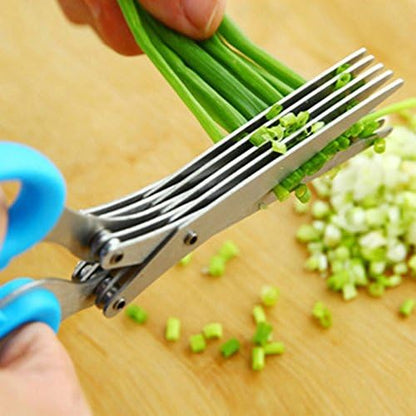 Stainless Steel Kitchen Knives 5 Layer Scissors Shredded Cut Herb Scissors Spices Scissors Kitchen Scissor Shredded