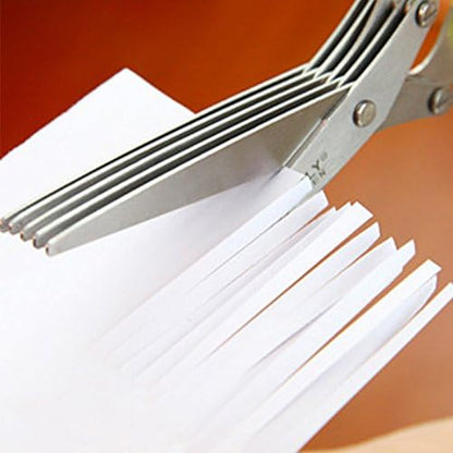 Stainless Steel Kitchen Knives 5 Layer Scissors Shredded Cut Herb Scissors Spices Scissors Kitchen Scissor Shredded