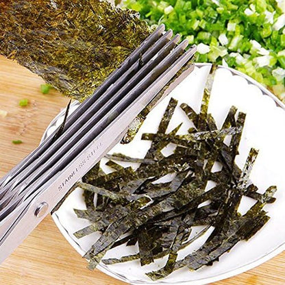 Stainless Steel Kitchen Knives 5 Layer Scissors Shredded Cut Herb Scissors Spices Scissors Kitchen Scissor Shredded
