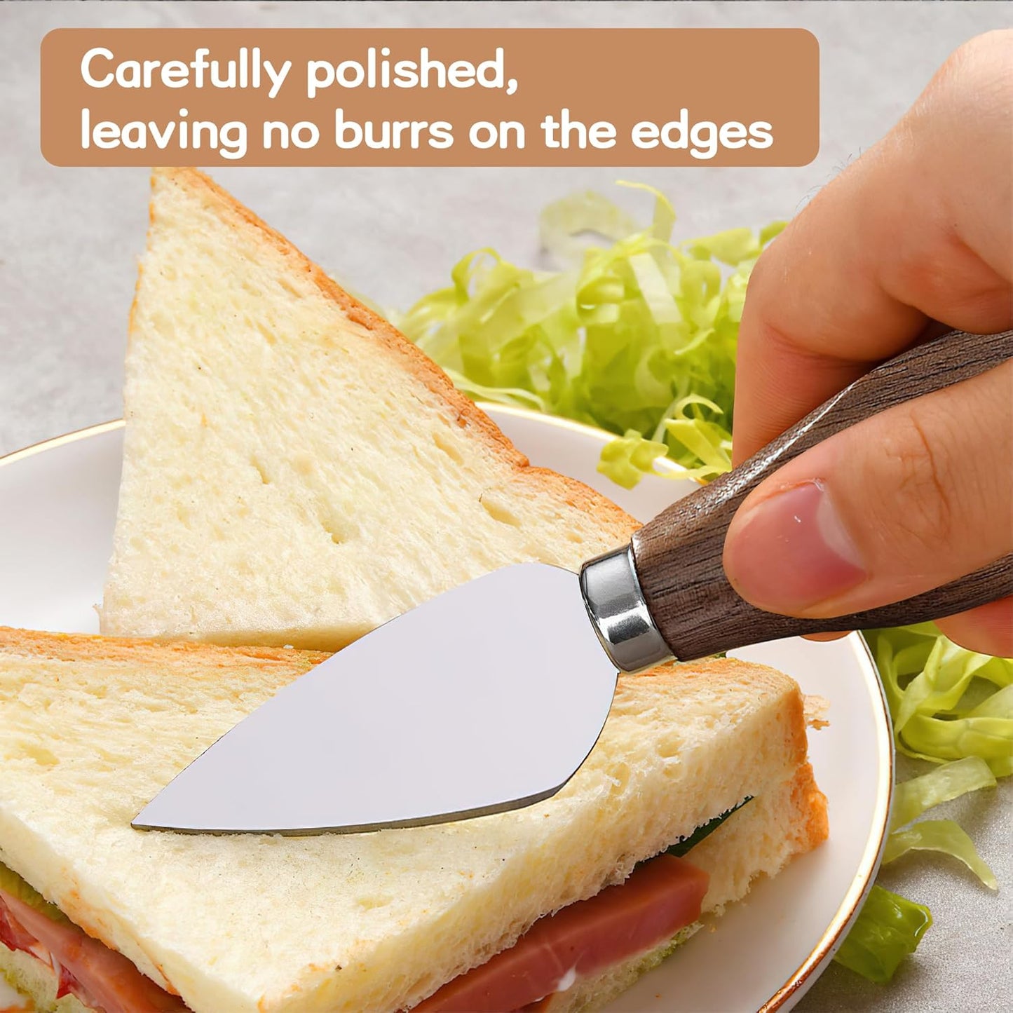 Cheese Knife Set, 6 Pcs Charcuterie Board Accessories - Cheese Knife, Spreader, Fork, Slicer, Cheese Cutter, Butter Knife, Stainless Steel Cheese Knives for Housewarming Gift (Walnut Handle)
