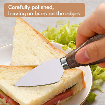 Cheese Knife Set, 6 Pcs Charcuterie Board Accessories - Cheese Knife, Spreader, Fork, Slicer, Cheese Cutter, Butter Knife, Stainless Steel Cheese Knives for Housewarming Gift (Walnut Handle)