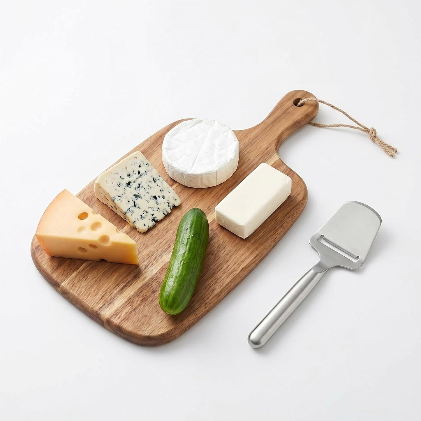 Cheese Slicer for Block Cheese, Stainless Steel Cheese Cutter with One-Piece Design & Serving Tip, Multi Functional Cheese Knife, Charcuterie Accessories, Dishwasher Safe