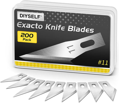 200 PCS Exacto Knife Blades #11, High-Carbon Exacto Blades Refills | Fine-Point #11 Blade for Paper, Stencils and Scrapbooking, Standard-Fit Blades for Exacto Knife, Artists and DIY Crafters