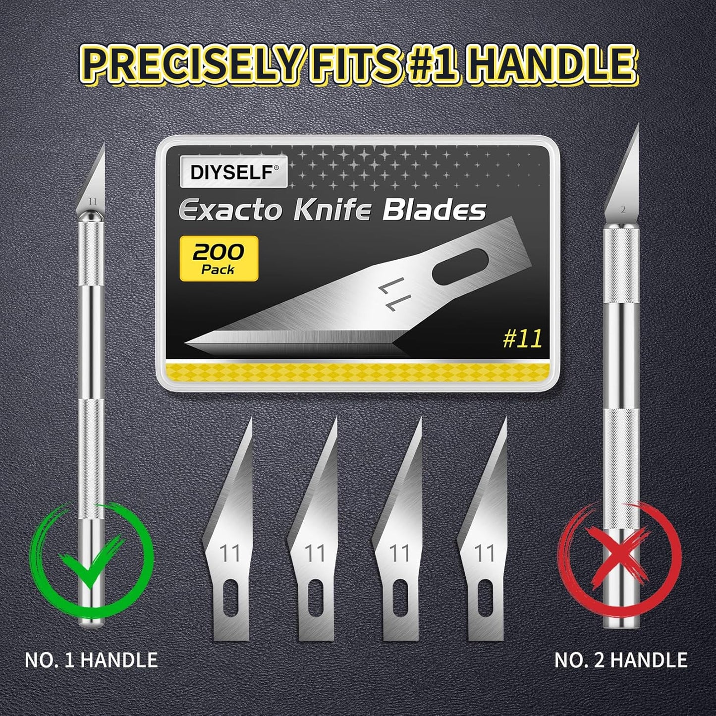 200 PCS Exacto Knife Blades #11, High-Carbon Exacto Blades Refills | Fine-Point #11 Blade for Paper, Stencils and Scrapbooking, Standard-Fit Blades for Exacto Knife, Artists and DIY Crafters