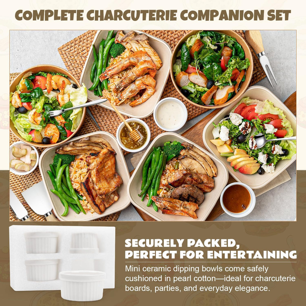 Charcuterie Boards Accessories Charcuterie Utensils Cheese Butter Spreader Knife Set Small Serving Tongs Forks and Spoons Dipping Bowls Honey Dippers Toothpick Flags for Appetizers & Serving Platters