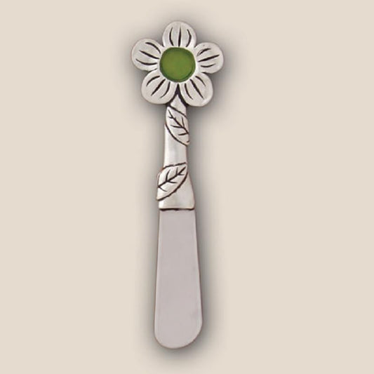 Butter Spreader Knife Green Flower Seaglass Pate, 4.5 Inch Length, Soft Cheese Kitchen Gadgets