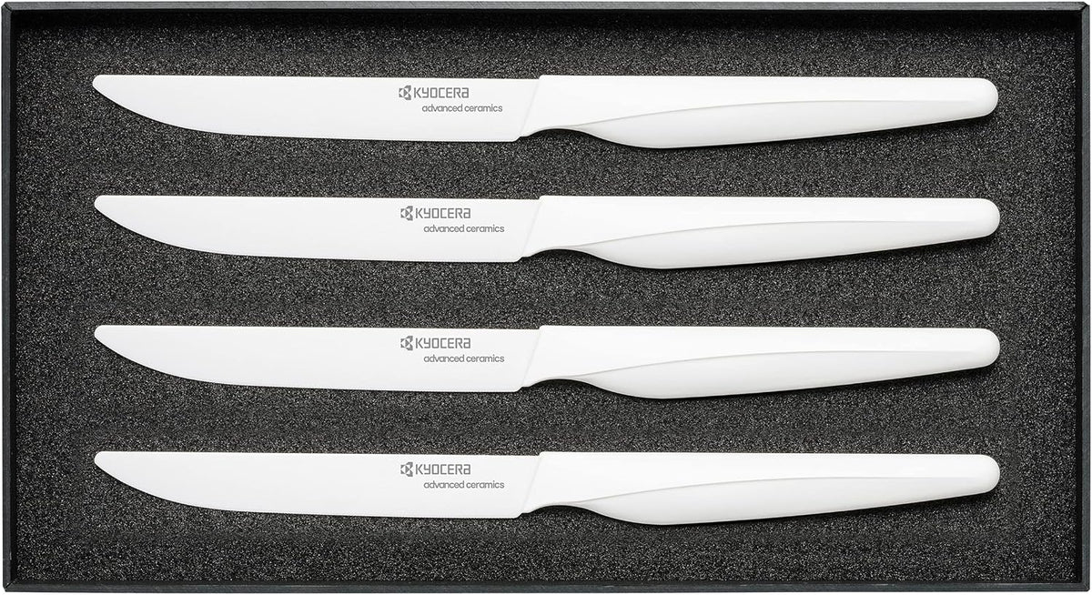 4-piece Ceramic Steak Knife Set, 4.5" White
