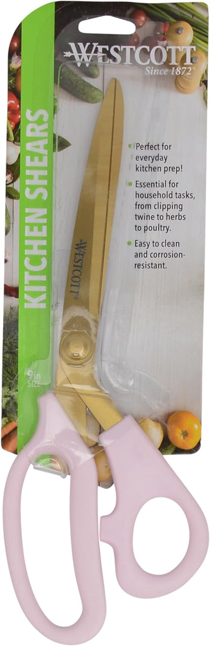 All-Purpose Kitchen Shears, Pink with Gold Blades - Durable Kitchen Shears with Precision-Ground Blades for Easy Cutting and Meal Prep - 9-Inch