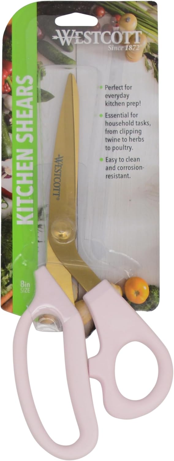 All-Purpose Kitchen Shears, Pink with Gold Blades - Durable Kitchen Shears with Precision-Ground Blades for Easy Cutting and Meal Prep - 9-Inch