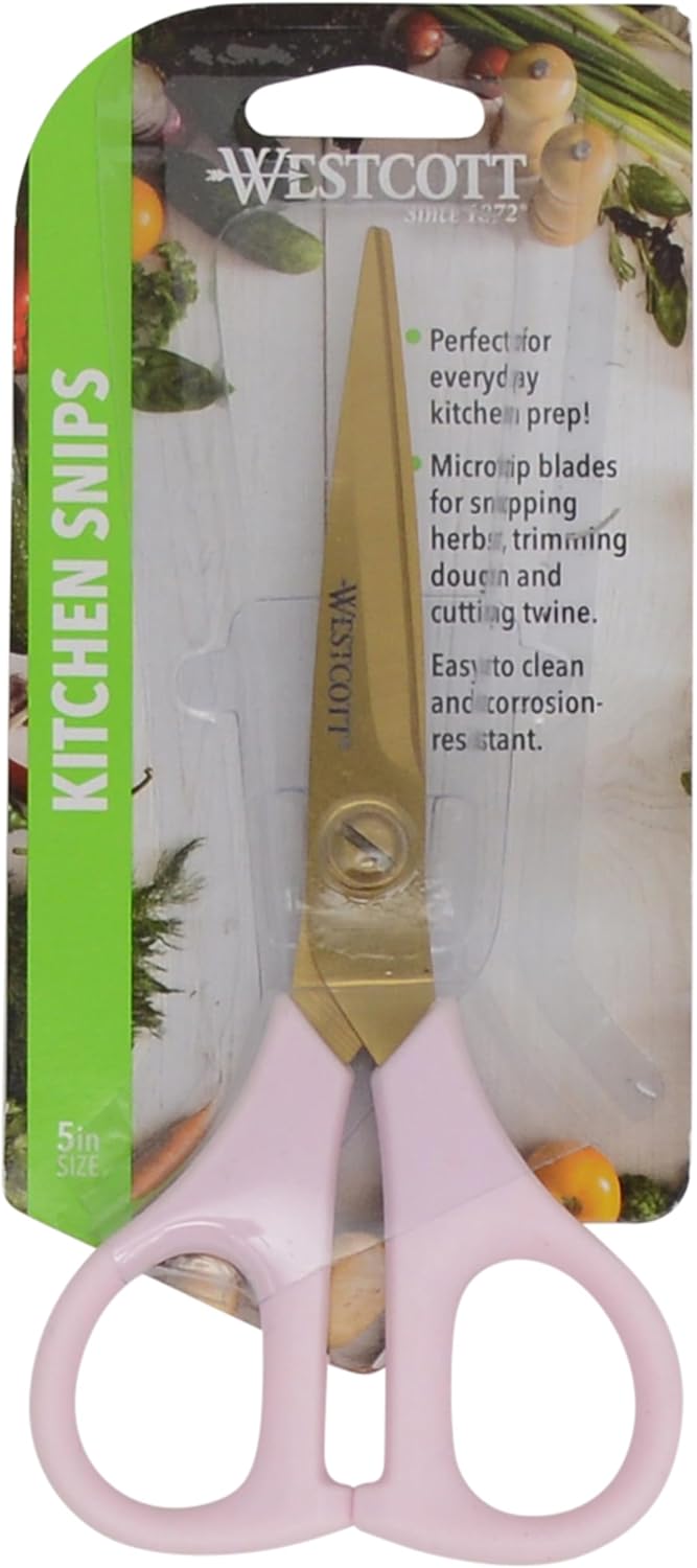 All-Purpose Kitchen Shears, Pink with Gold Blades - Durable Kitchen Shears with Precision-Ground Blades for Easy Cutting and Meal Prep - 9-Inch