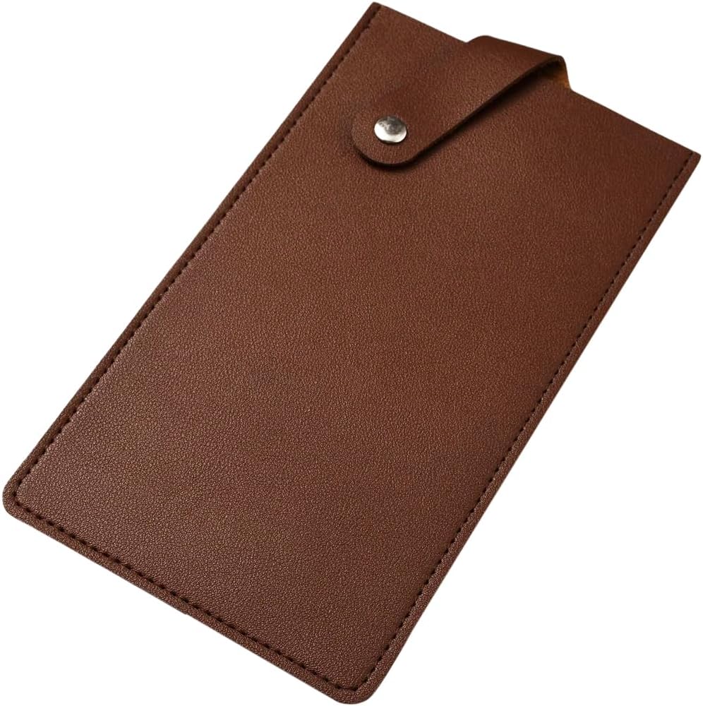 Universal PU Leather Meat Knife Cleaver Edge Guard Waterproof Wide Butcher Scissors Knife Sheath Dark Brown Durable Chef Scissors Cover Sleeve Protector Case Holder with Snap for Kitchen