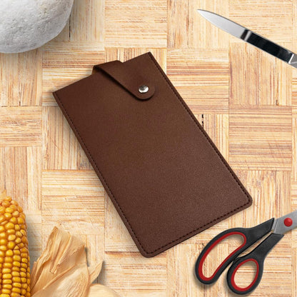Universal PU Leather Meat Knife Cleaver Edge Guard Waterproof Wide Butcher Scissors Knife Sheath Dark Brown Durable Chef Scissors Cover Sleeve Protector Case Holder with Snap for Kitchen