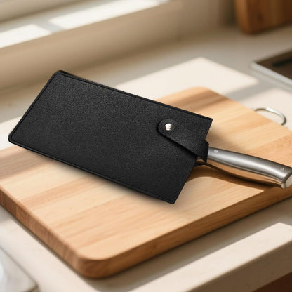 Universal PU Leather Meat Knife Cleaver Edge Guard Waterproof Wide Butcher Scissors Knife Sheath Dark Brown Durable Chef Scissors Cover Sleeve Protector Case Holder with Snap for Kitchen