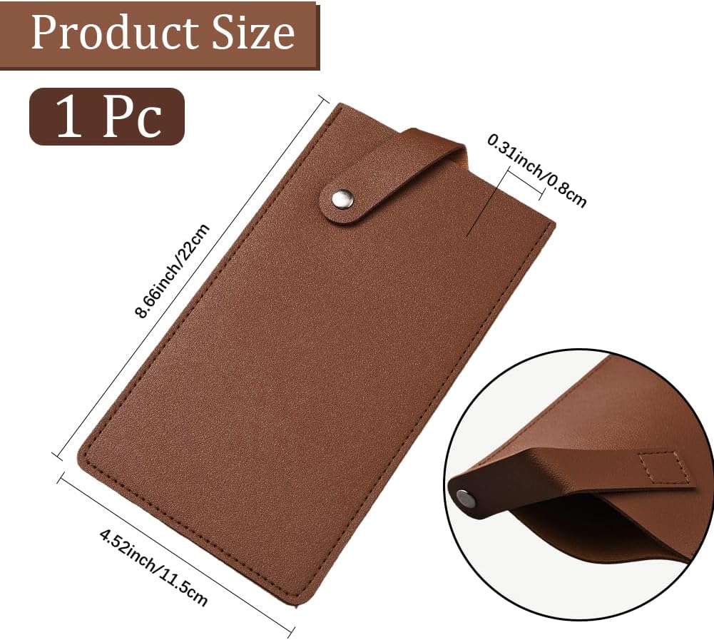 Universal PU Leather Meat Knife Cleaver Edge Guard Waterproof Wide Butcher Scissors Knife Sheath Dark Brown Durable Chef Scissors Cover Sleeve Protector Case Holder with Snap for Kitchen