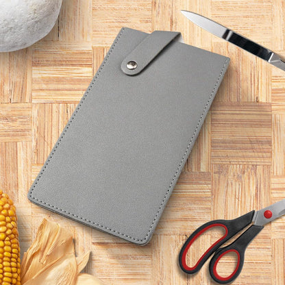 Universal PU Leather Meat Knife Cleaver Edge Guard Waterproof Wide Butcher Scissors Knife Sheath Dark Brown Durable Chef Scissors Cover Sleeve Protector Case Holder with Snap for Kitchen