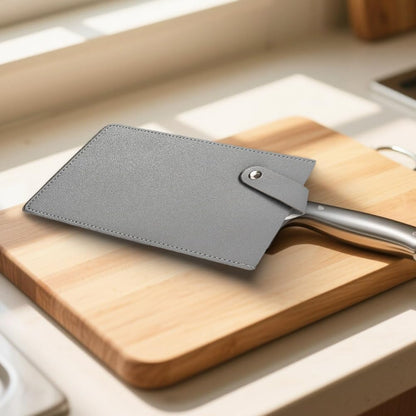 Universal PU Leather Meat Knife Cleaver Edge Guard Waterproof Wide Butcher Scissors Knife Sheath Dark Brown Durable Chef Scissors Cover Sleeve Protector Case Holder with Snap for Kitchen