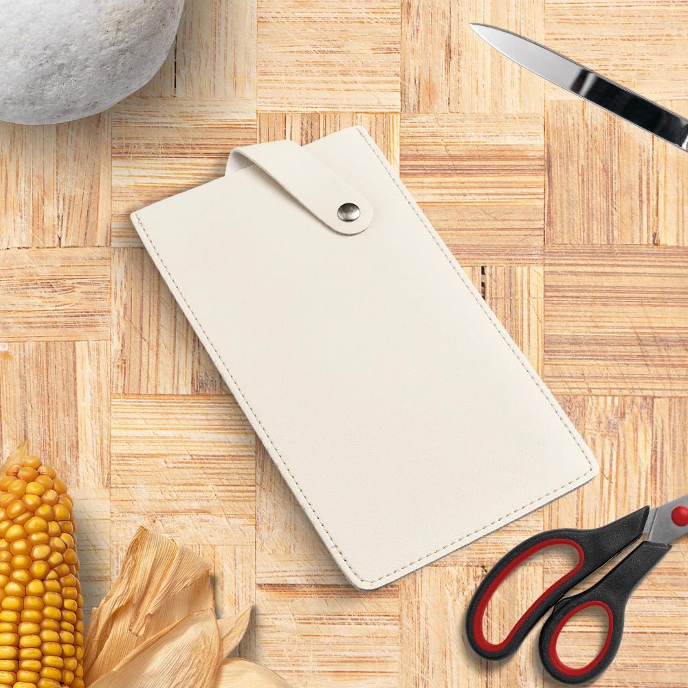 Universal PU Leather Meat Knife Cleaver Edge Guard Waterproof Wide Butcher Scissors Knife Sheath Dark Brown Durable Chef Scissors Cover Sleeve Protector Case Holder with Snap for Kitchen
