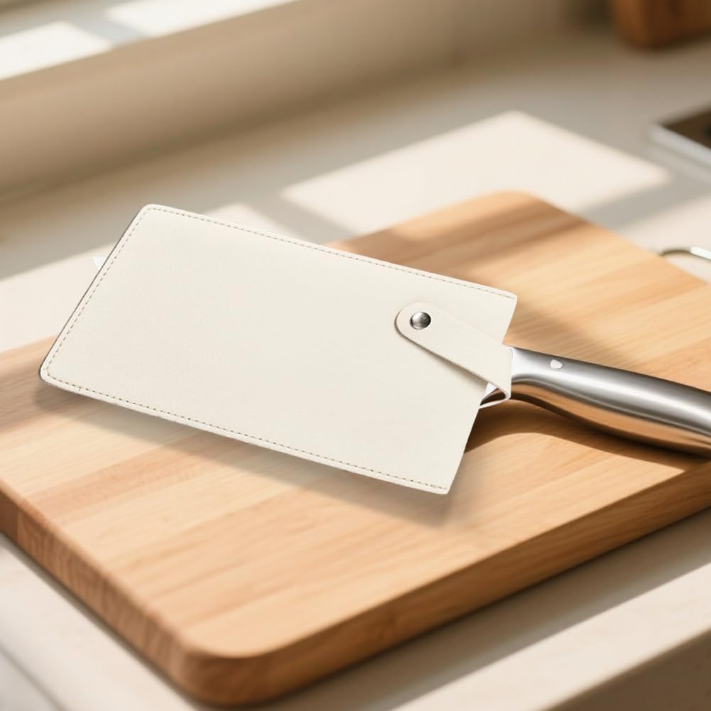 Universal PU Leather Meat Knife Cleaver Edge Guard Waterproof Wide Butcher Scissors Knife Sheath Dark Brown Durable Chef Scissors Cover Sleeve Protector Case Holder with Snap for Kitchen