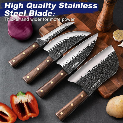 Hand Forged Butcher Knife Set with High Carbon Steel