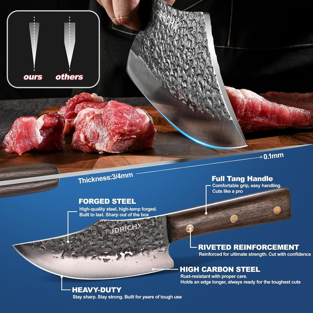Hand Forged Butcher Knife Set with High Carbon Steel