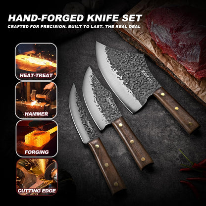Hand Forged Butcher Knife Set with High Carbon Steel