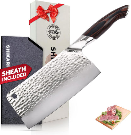Cleaver Knife 7 inch – Full Tang Damascus VG10 Meat Cleaver with Pakkawood Handle, Super Sharp 15° Edge Butcher Knife for Meat Cutting, Chinese Cleavers for Kitchen or BBQ
