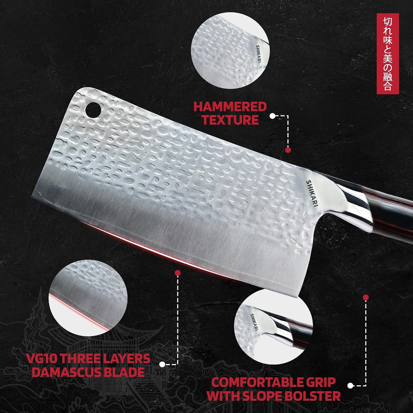 Cleaver Knife 7 inch – Full Tang Damascus VG10 Meat Cleaver with Pakkawood Handle, Super Sharp 15° Edge Butcher Knife for Meat Cutting, Chinese Cleavers for Kitchen or BBQ
