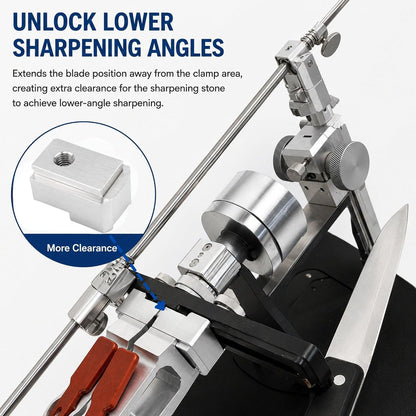 ® L-Attachment Adapter Compatible with TSPROF K03, Kadet, Pioneer – Low Angle Sharpening Extender for Narrow & Fillet Knives – Anodized Aluminum Clamp Accessory