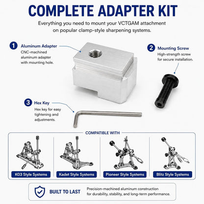 ® L-Attachment Adapter Compatible with TSPROF K03, Kadet, Pioneer – Low Angle Sharpening Extender for Narrow & Fillet Knives – Anodized Aluminum Clamp Accessory