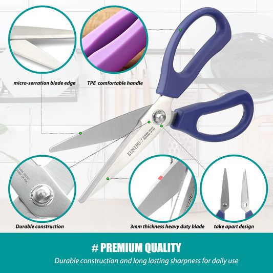 Kitchen Scissors, All Purpose Kitchen Shears, Heavy Duty Come Apart Scissors Gadgets Utensils - Black