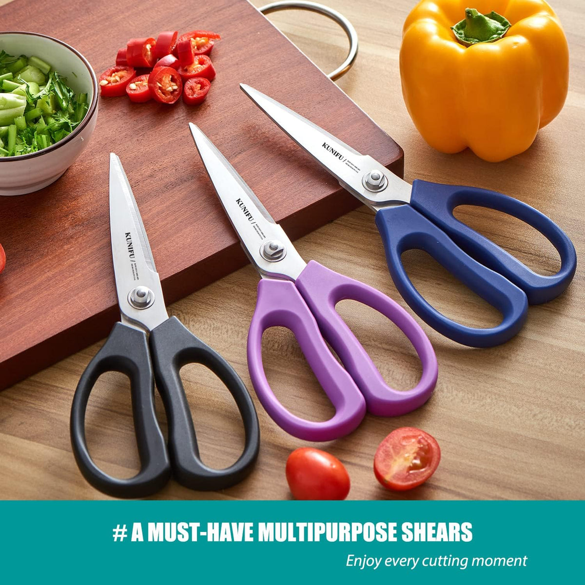 Kitchen Scissors, All Purpose Kitchen Shears, Heavy Duty Come Apart Scissors Gadgets Utensils - Black