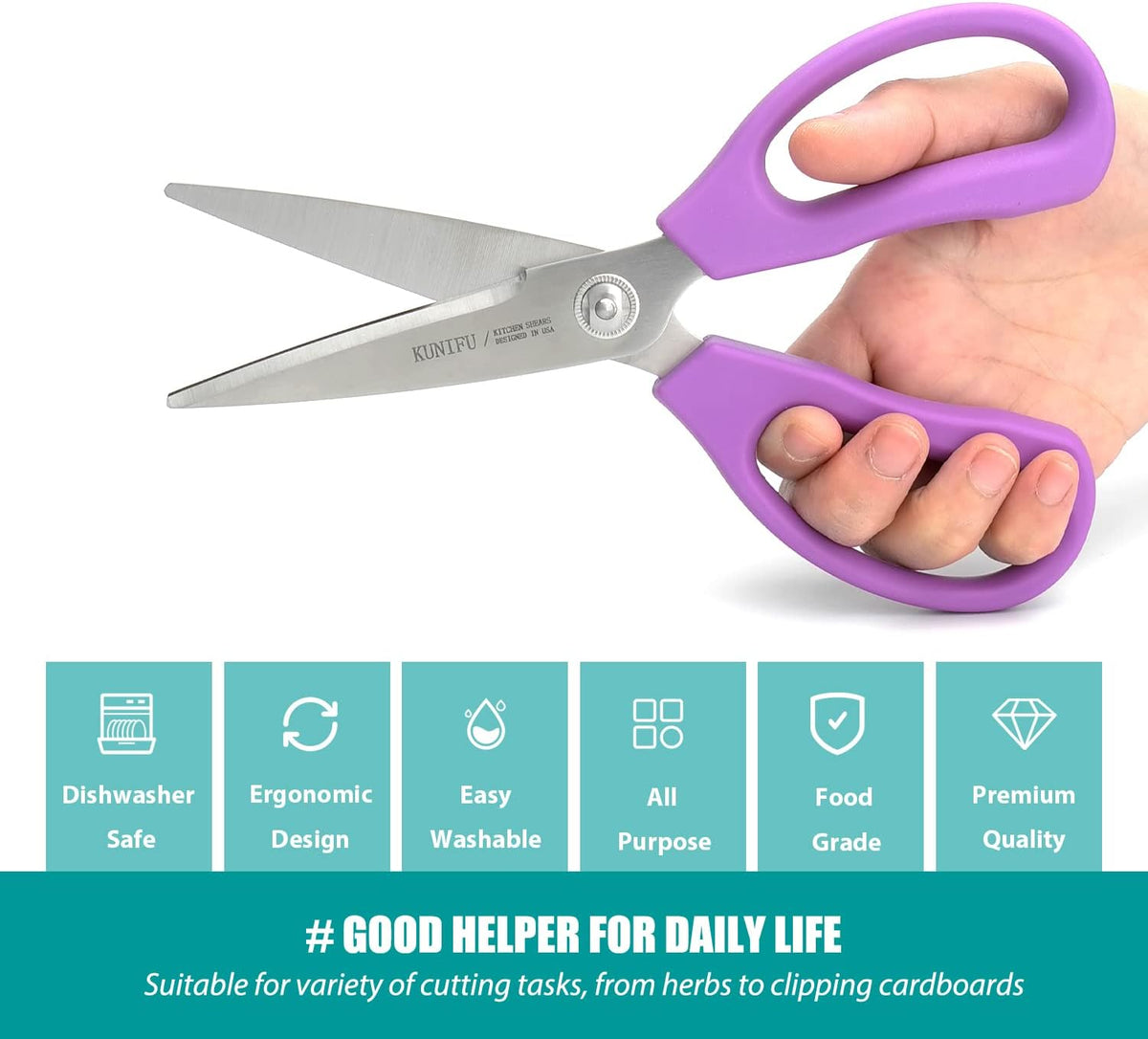 Kitchen Scissors, All Purpose Kitchen Shears, Heavy Duty Come Apart Scissors Gadgets Utensils - Black