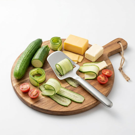 Cheese Slicer for Block Cheese, Stainless Steel Cheese Cutter with One-Piece Design & Serving Tip, Multi Functional Cheese Knife, Charcuterie Accessories, Dishwasher Safe