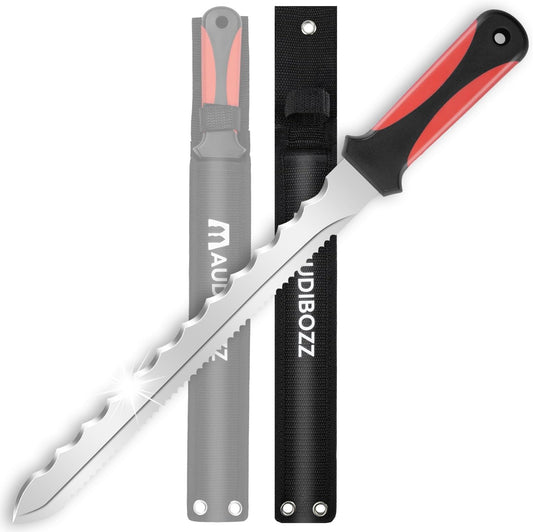 Insulation Knife - Sod Cutter Knife: stainless steel 11.14-Inch sharp blade, double side utility Lawn Repair Saw with Nylon Sheath