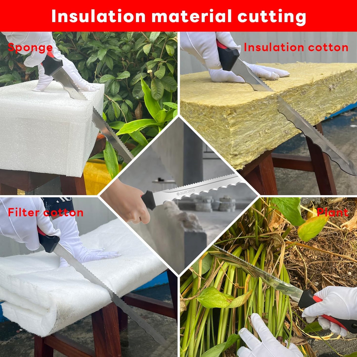 Insulation Knife - Sod Cutter Knife: stainless steel 11.14-Inch sharp blade, double side utility Lawn Repair Saw with Nylon Sheath