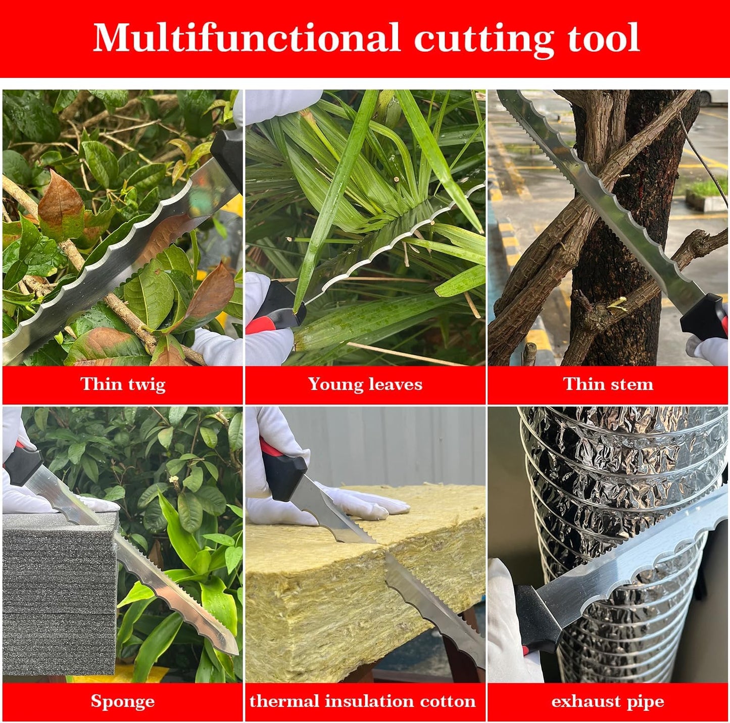 Insulation Knife - Sod Cutter Knife: stainless steel 11.14-Inch sharp blade, double side utility Lawn Repair Saw with Nylon Sheath