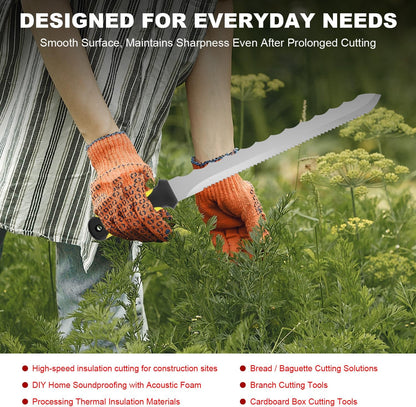 Insulation Knife - Sod Cutter Knife: stainless steel 11.14-Inch sharp blade, double side utility Lawn Repair Saw with Nylon Sheath
