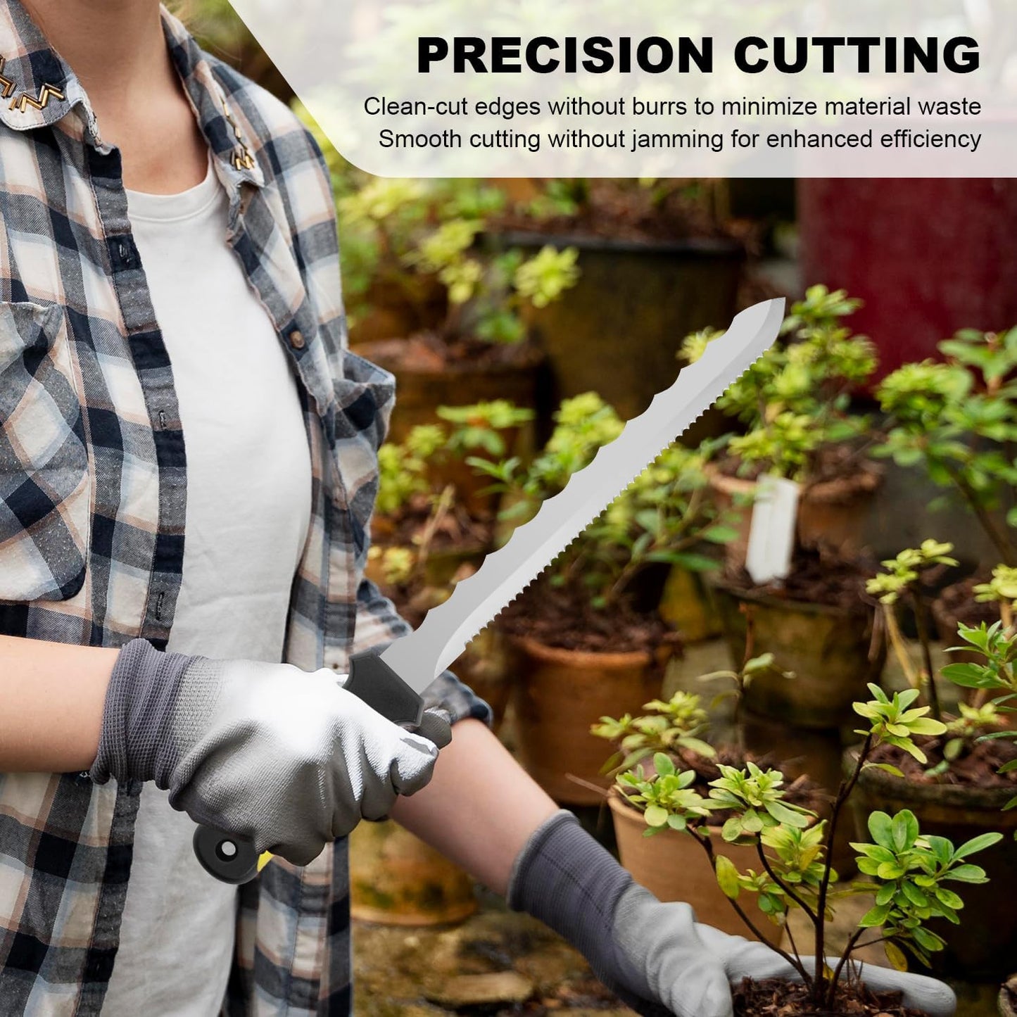 Insulation Knife - Sod Cutter Knife: stainless steel 11.14-Inch sharp blade, double side utility Lawn Repair Saw with Nylon Sheath