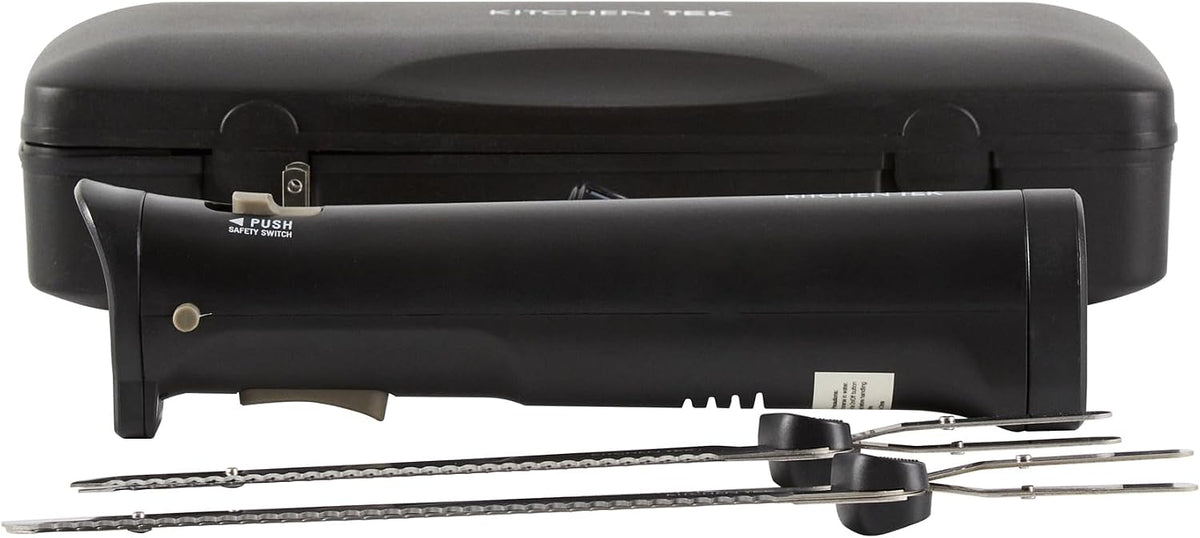 Kitchen Tek Electric Knife Set, 1 Electric Knife With Motorized Handle - Includes 1 Bread and 1 Carving Tool, 1 Case, Black Plastic Food Cutter With Stainless Steel Blades